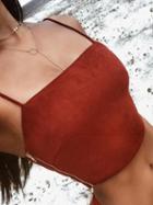 Choies Red Bandage Backless Zip Side Chic Women Cropped Cami