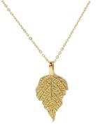 Choies Golden Textured Leaf Drop Curb Chain Necklace