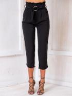 Choies Black High Waist Ring Belt Crop Cigarette Pants