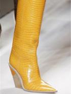 Choies Yellow Microfiber Pointed Toe Chic Women Heeled Knee High Boots