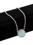 Choies Blue Stone And Crystal Pendant Chain Necklace