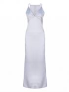 Choies Silver Plunge Neck Split Side Silky Cami Midi Dress