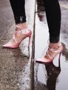 Choies Pink Transparent Panel Chic Women Pointed High Heeled Pumps