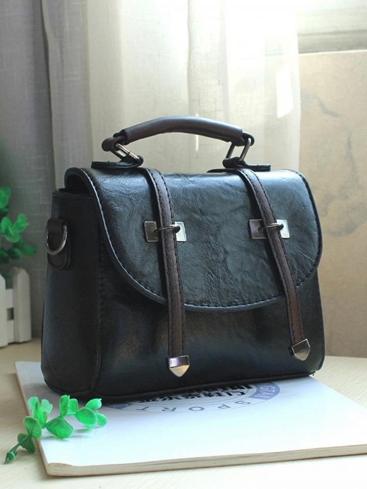 Choies Black Leather Look Strap Detail Clutch Bag