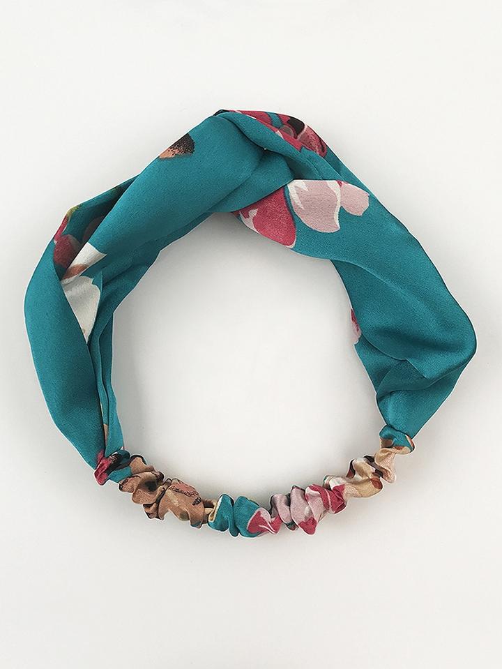 Choies Green Floral Print Twist Headband