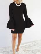 Choies Black Flare Sleeve Bodycon Mini Dress