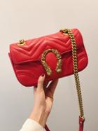 Choies Red Pu Metal Detail Chain Strap Chic Women Shoulder Bag