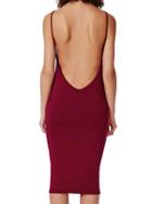Choies Wine Red Open Back Cami Bodycon Dress