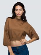 Choies Camel Bat Sleeve Knitted Crop Sweater