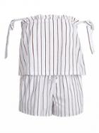 Choies White Striped Tie Shoulder Top And Shorts