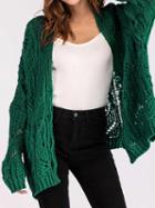Choies Green Button Placket Front Long Sleeve Chic Women Knit Cardigan