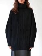 Choies Black High Neck Long Sleeve Chunky Knit Sweater