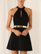 Choies Black Lace Panel Open Back Sleeveless Mini Dress