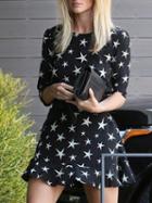 Choies Black Chiffon Star Print Open Back Chic Women Mini Dress