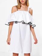 Choies White Off Shoulder Ruffle Shift Mini Dress