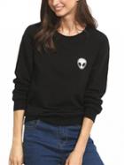 Choies Black Alien Print Long Sleeve Sweatshirt