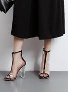 Choies Black Peep Toe Glass Heeled Ankle Boots