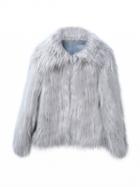 Choies Gray Vintage Style Faux Fur Coat