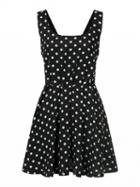 Choies Black Polka Dot Bow Back Vest Skater Dress