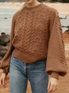 Choies Brown Puff Sleeve Chic Women Knit Sweater