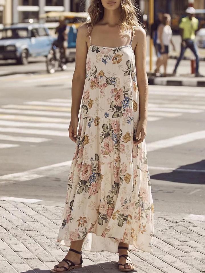 Choies Polychrome Floral Spaghetti Strap Maxi Dress