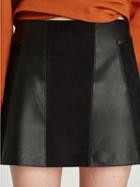 Choies Black High Waist Suedette Panel Leather Look Mini Skirt