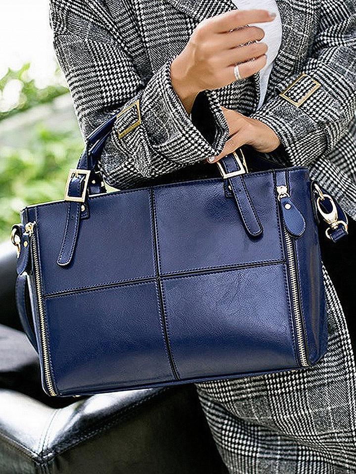 Choies Dark Blue Pu Zip Detail Clutch Bag