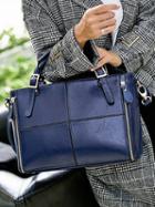 Choies Dark Blue Pu Zip Detail Clutch Bag