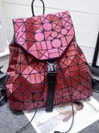 Choies Red Geometric Pu Backpack
