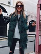 Choies Dark Green Fluffy Faux Fur Scarf