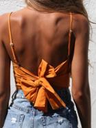 Choies Orange Bow Tie Back Cami Crop Top