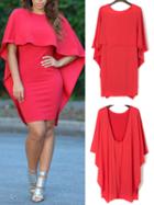 Choies Red Ruffle Cape Detail Backless Dress