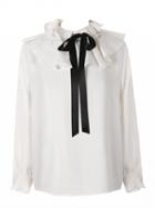 Choies White Ruffle Detail Tie Front Long Sleeve Blouse