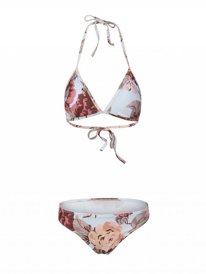Choies Polychrome Halter Triangle Bikini Top And Bottom