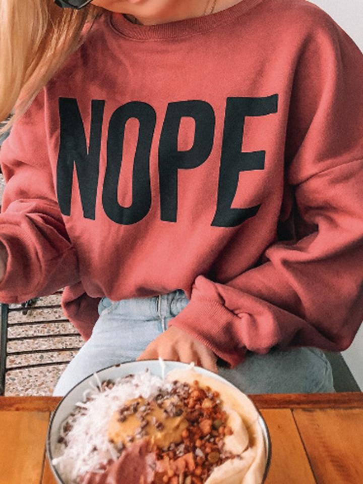 Choies Red Letter Print Long Sleeve Chic Women Sweatshirt