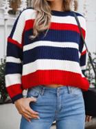 Choies Red Stripe Long Sleeve Chic Women Knit Sweater