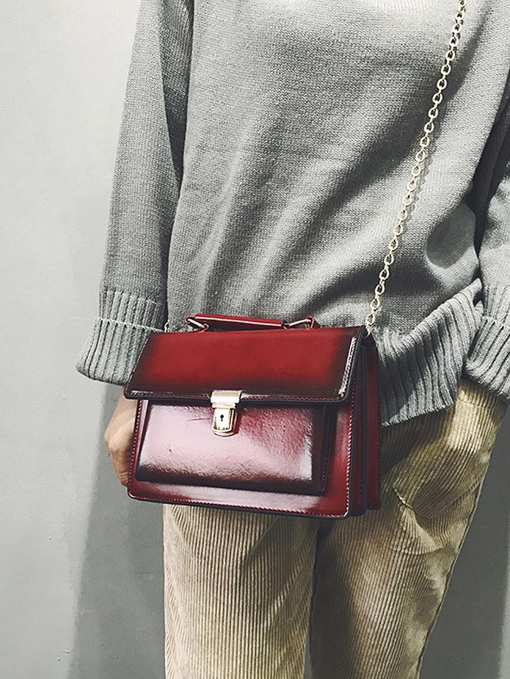 Choies Red Top Handle Chain Cross Body Bag
