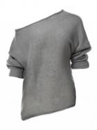 Choies Gray Off Shoulder Open Knit Sweater