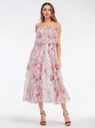 Choies Polychrome Printed Ruffle Cami Chiffon Midi Dress