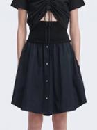 Choies Black Stretch High Waist Button Placket Mini Skirt