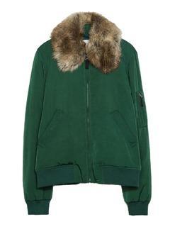 Choies Green Zipper Bomber Jacket With Fur Collar