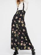 Choies Black Floral Button Up Front Overall Dress