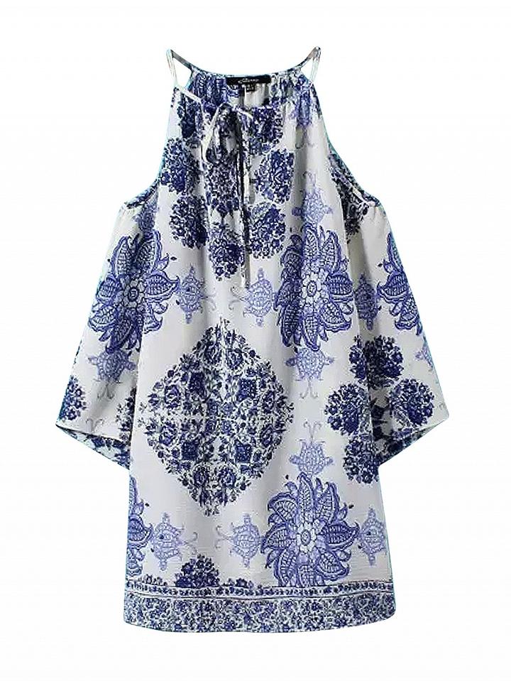 Choies Multicolor Tile Cold Shoulder Shift Dress