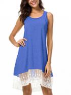 Choies Light Blue Lace Panel Sleeveless Dress