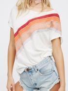 Choies White Cotton Rainbow Print Chic Women T-shirt