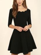 Choies Black Scallop Edge Mini Dress