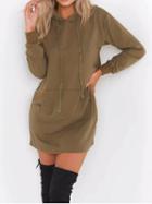 Choies Army Green Pouch Pocket Front Long Sleeve Chic Women Hoodie
