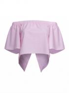 Choies Pink Off Shoulder Wrap Back Asymmetric Cropped Top