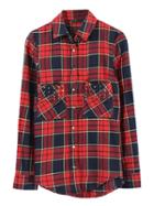 Choies Red Plaid Stud Pocket Shirt