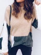 Choies Beige Contrast Long Sleeve Chic Women Sweater